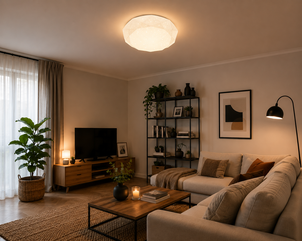 Plafoniera LED Emerald, alb cu efect de sclipire, 24W, 4000K, 2080lm, IP20, Smarter, 05-854