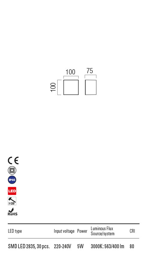 Aplica LED exterior Kodiak, alb, 5W, 563lm, 3000K, IP65, Redo, 90320