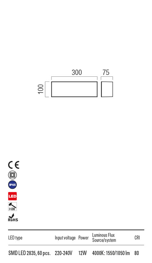 Aplica LED exterior Kodiak, alb, 12W, 1550lm, 4000K, IP65, Redo, 90329