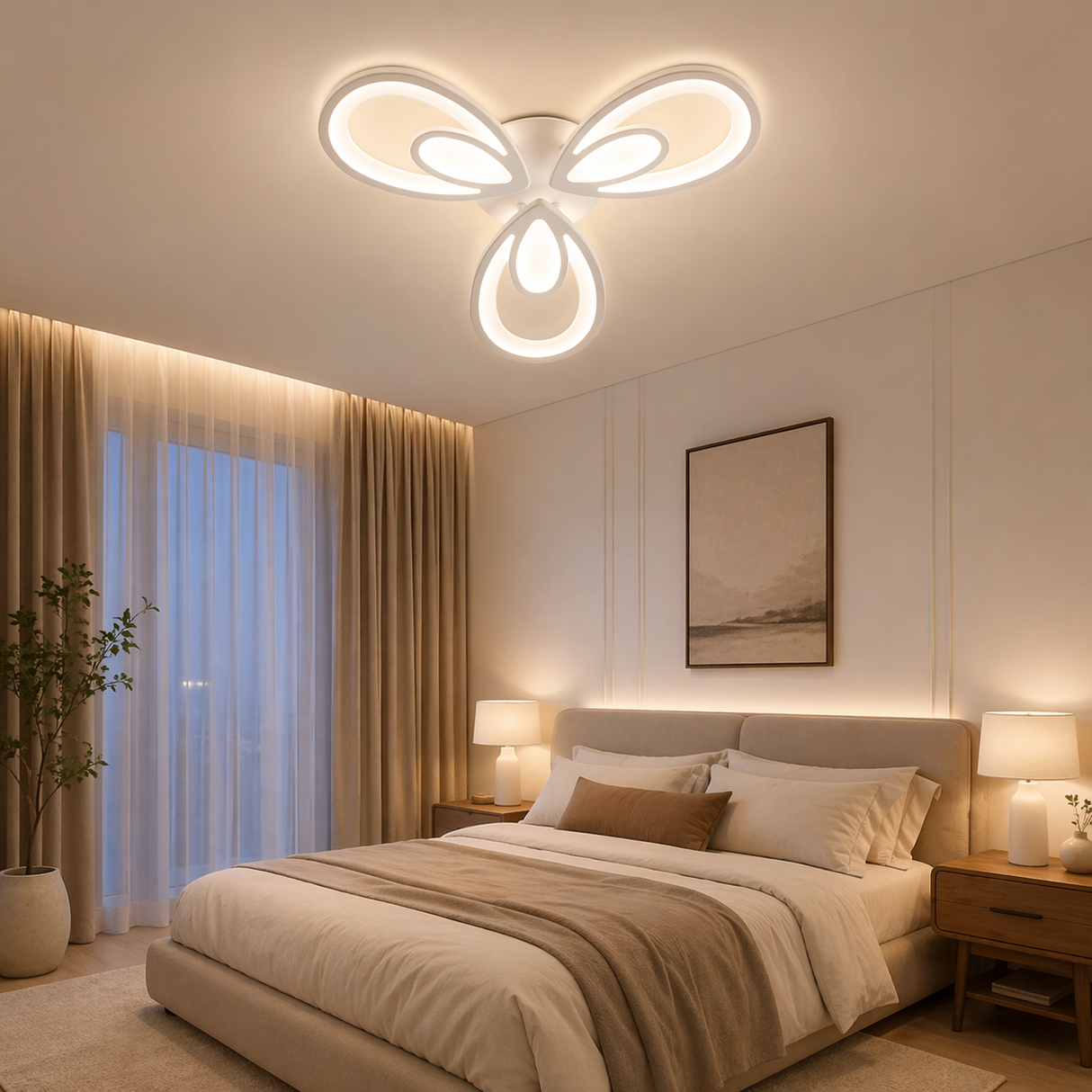 Lustra LED Lotus, alb, 54W, 7700lm, 3000K, 4000K, 6000K, D.56cm, Smarter, 05-963