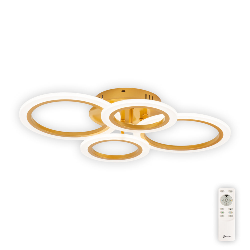 Lustra LED cu telecomanda, 56W, auriu, 3120 lumeni, 3500-6000K, D56cm, 75199