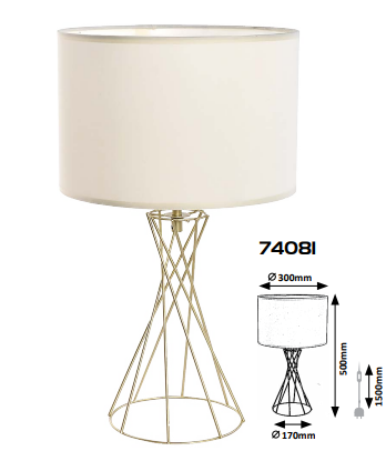 Veioza Nivra, auriu, 1xE27, H.50cm, IP20, Rabalux, 74081