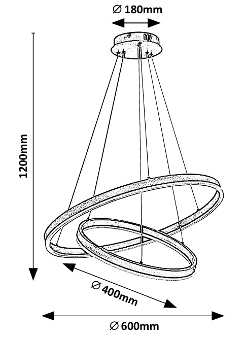 Lustra suspendata LED cu telecomanda Isaure, negru mat, 80W, 5600lm, 3000K-6500K, H.120cm, IP20, Rabalux, 72305