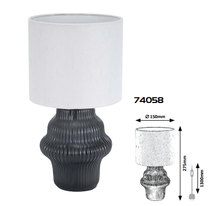 Veioza Glimo, negru, 1xE14, H.27,5cm, IP20, Rabalux, 74058