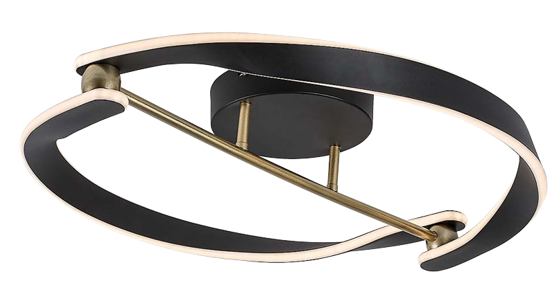 Plafoniera LED Adalind, negru/auriu, 40W, 2200lm, 3000K, D.60cm, IP20, Rabalux, 71149