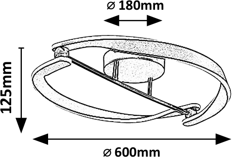 Plafoniera LED Adalind, negru/auriu, 40W, 2200lm, 3000K, D.60cm, IP20, Rabalux, 71149