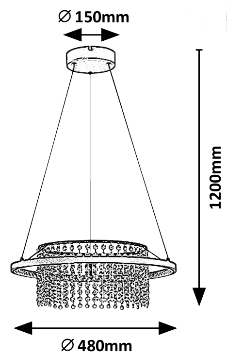Lustra suspendata LED Maribell, negru, 40W, 2250lm, 3000K/3500K/4000K, H.120cm, IP20, Rabalux, 72353