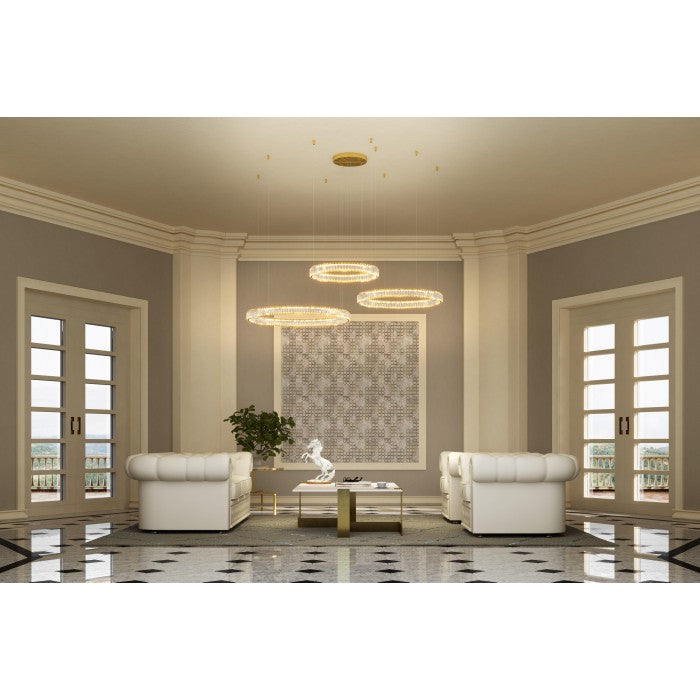 Lustra Akala, auriu, LED, 142W, 11076 lumeni, 3000K, D.600cm+800cm+1000cm, Incanti  IAK PR M+L+XL