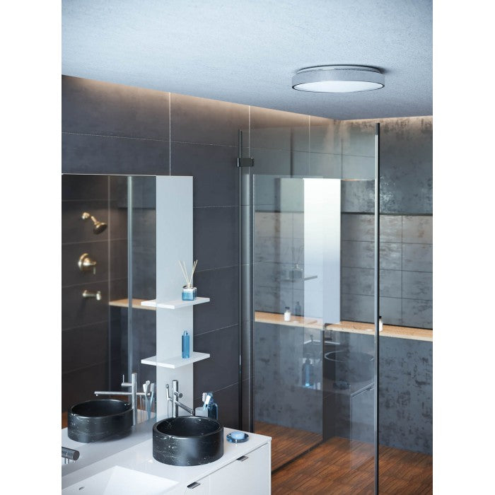 Plafoniera LED Amon, crom, 24W, 1140 lm, 4000K, D.38.5 cm, IP44, Redo, 01-2181