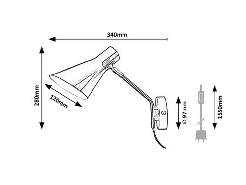 Aplica Alfons, negru, 1xE27 , Rabalux 4504