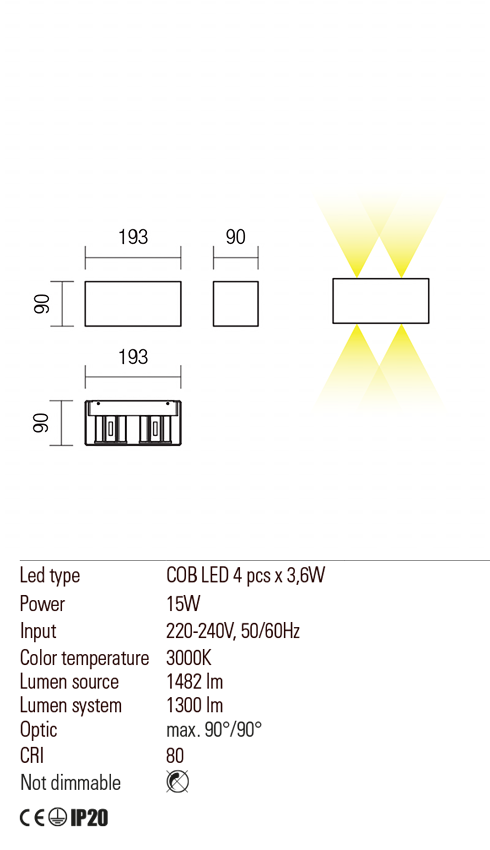 Aplica LED Amplitude, alb, 15W, 1482 lm,3000K, IP20, Redo, 01-1230