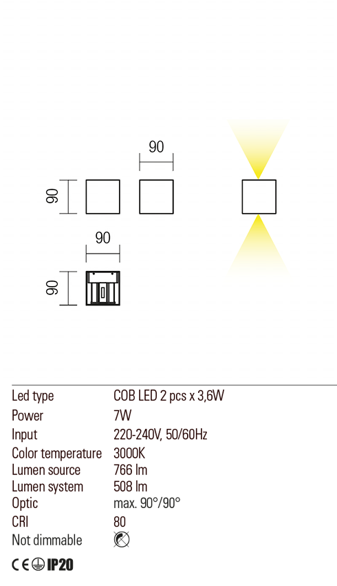 Aplica LED Amplitude, alb, 7W, 766 lm, 3000K, IP20, Redo, 01-1229