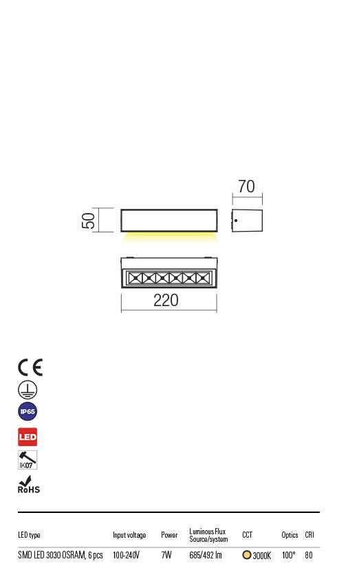 Aplica LED exterior Aroos, ruginiu, 6.5W, 710lm, 3000K, IP65, Redo, 90249