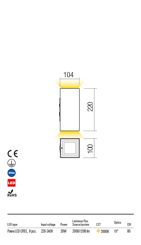 Aplica LED exterior Hub, alb mat, 18W, 2060lm, 3000K, IP54, Redo, 90231