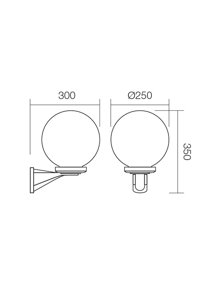 Aplica exterior SFERA 2, D.250 mm, opal, 1XE27, IP44, Smarter 9789