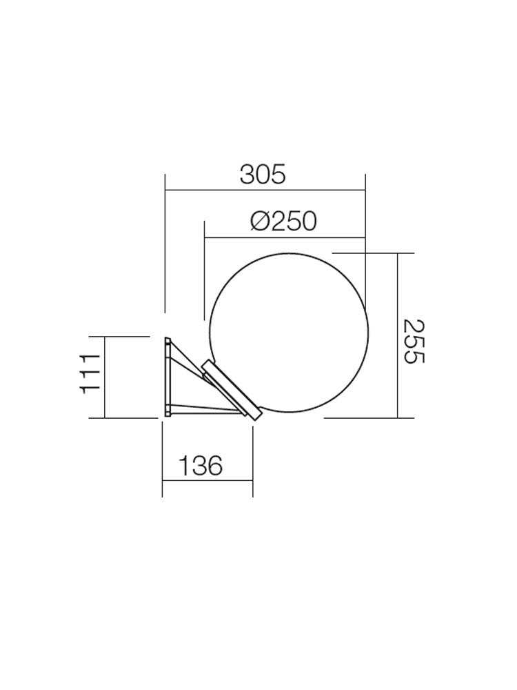 Aplica exterior SFERA 2, D.250 mm, opal, 1XE27, IP44, Smarter 9873