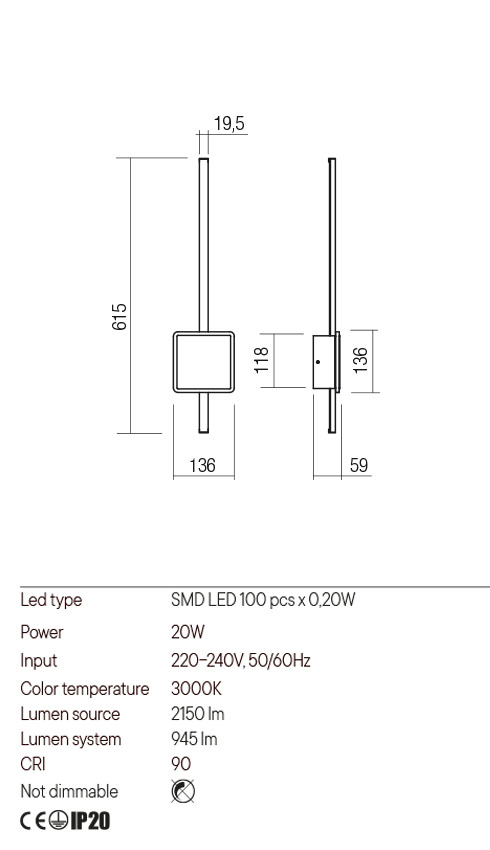 Aplica LED Diaz, auriu mat, 20W, 2150 lm, 3000K, IP20, Redo, 01-2697