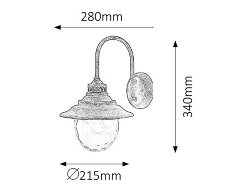 Aplica exterior Barcelona, auriu antic, 1xE27, IP43, Rabalux, 8677