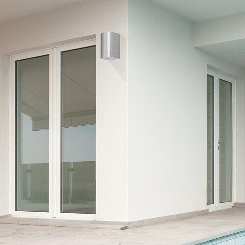 Aplica exterior Chile, aluminiu slefuit, 2xGU10, IP44, Rabalux, 8034