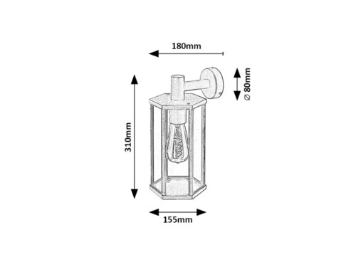 Aplica exterior Dubrovnik, negru mat, 1xE27, IP44, Rabalux, 7238
