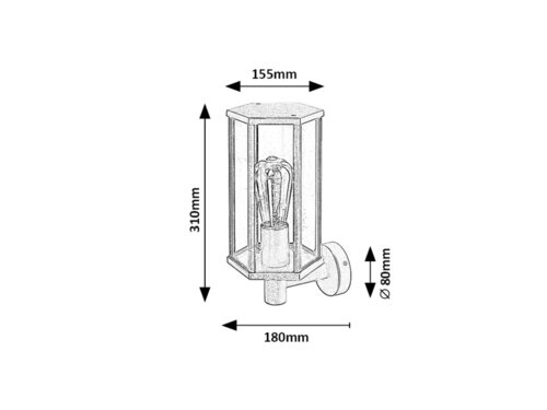 Aplica exterior Dubrovnik, negru mat, 1xE27, IP44, Rabalux, 7239