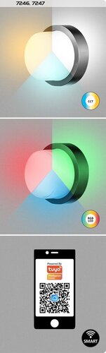 Aplica LED exterior Durbe, negru, 10W, 790lm, 3000K-6500K, IP54, Rabalux, 7247