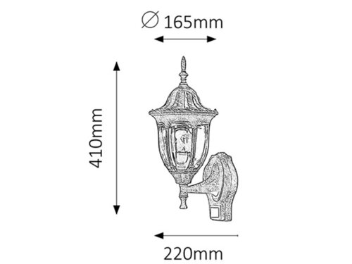 Aplica exterior Milano, auriu antic, 1xE27, IP43, Rabalux, 8370