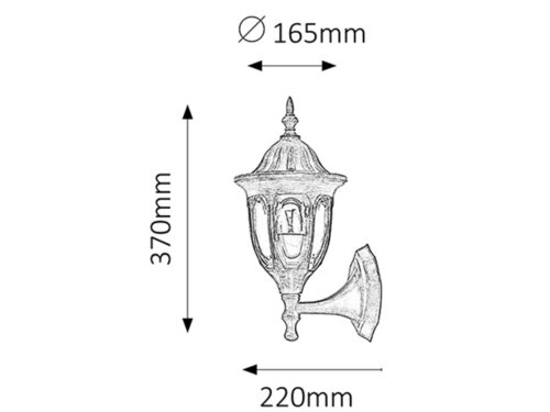 Aplica exterior Milano, auriu antic, 1xE27, IP43, Rabalux, 8372