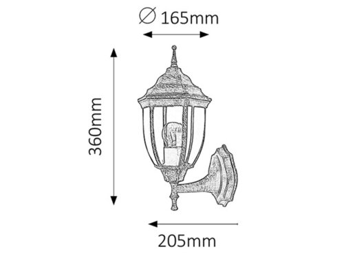 Aplica exterior Nizza, auriu antic, 1xE27, IP43, Rabalux, 8452