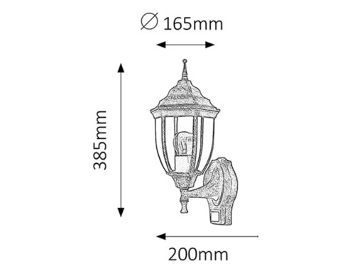 Aplica exterior Nizza, auriu antic, 1xE27, IP43, Rabalux, 8458