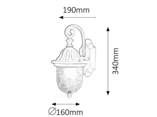 Aplica exterior Sydney, auriu antic, 1xE27, IP23, Rabalux, 8388