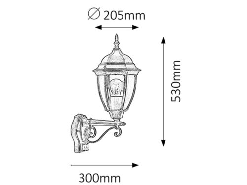 Aplica exterior Toronto, auriu antic, 1xE27, IP44, Rabalux, 8380