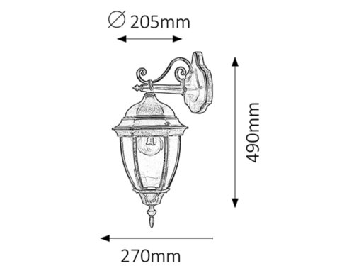Aplica exterior Toronto, auriu antic, 1xE27, IP44, Rabalux, 8381