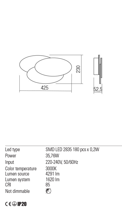 Aplica LED Gamer, alb mat, 36W, 4291 lm, 3000K, IP20, Redo, 01-2297