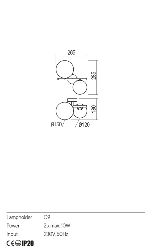 Aplica Roy, alama antica patinata, 2xG9, IP20, Redo, 01-2778