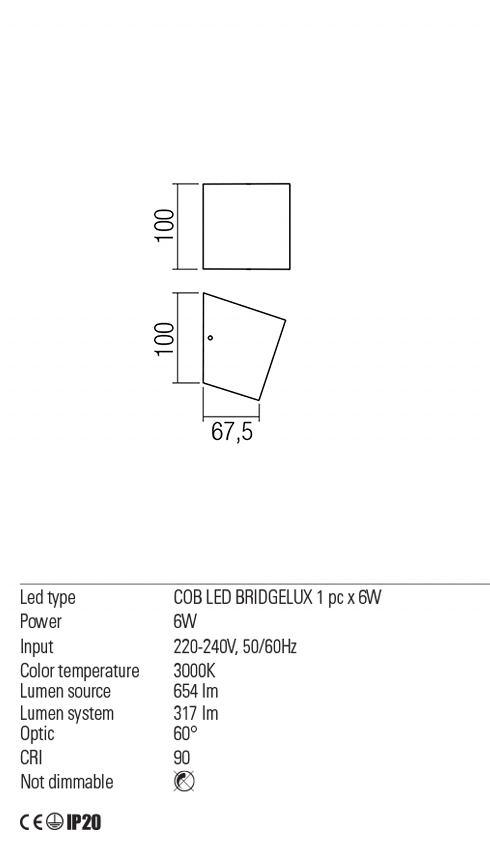 Aplica LED Tobiko, negru mat, 6W, 608 lm, 3000K, IP20, Redo, 01-1318