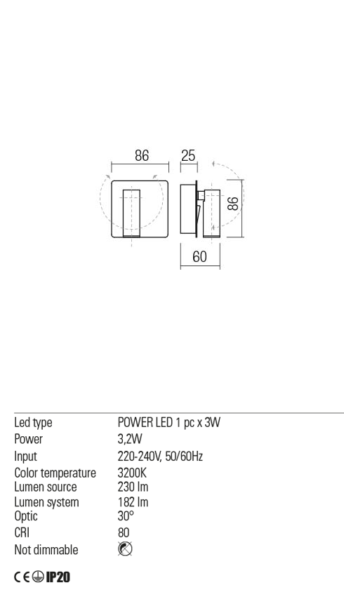 Aplica LED Tomix, alb mat, 3.2W, 230 lm, 3200K, IP20, Redo, 01-2338