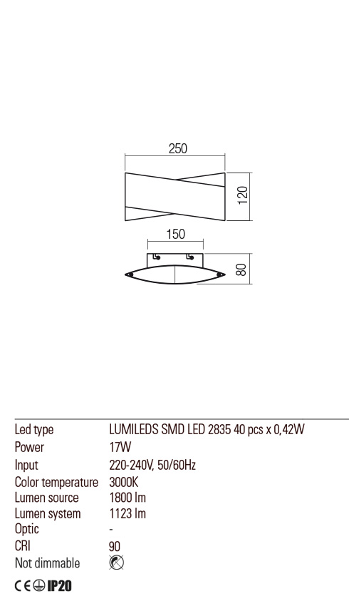 Aplica LED Xavier, auriu mat/alb mat, 17W, 1800 lm, 3000K, IP20, Redo, 01-2380