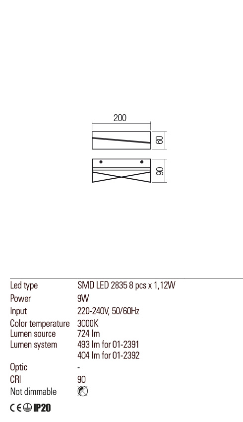 Aplica LED Zigo, alb mat, 9W, 723 lm, 3000K, IP20, Redo, 01-2391
