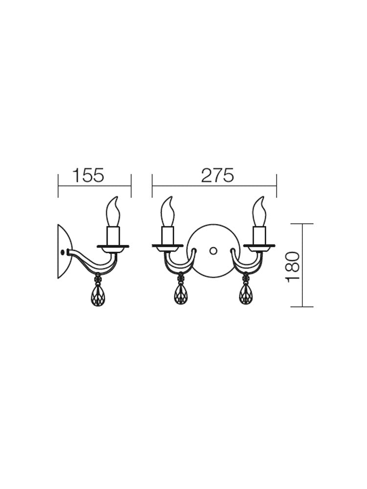 Aplica de perete FABIOLA, alama antica, 2XE14, Smarter 02-710