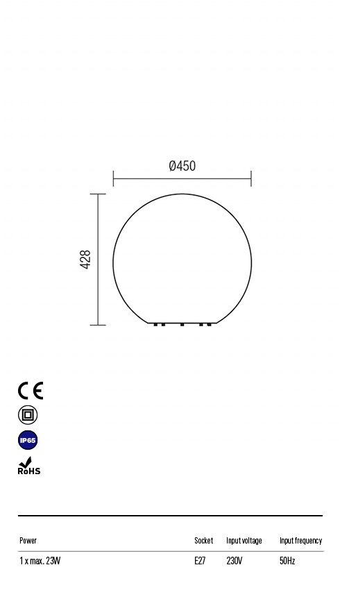 Corp iluminat exterior decorativ Baloo, alb, 1 x E27, D.45cm, IP65, Redo, 9968