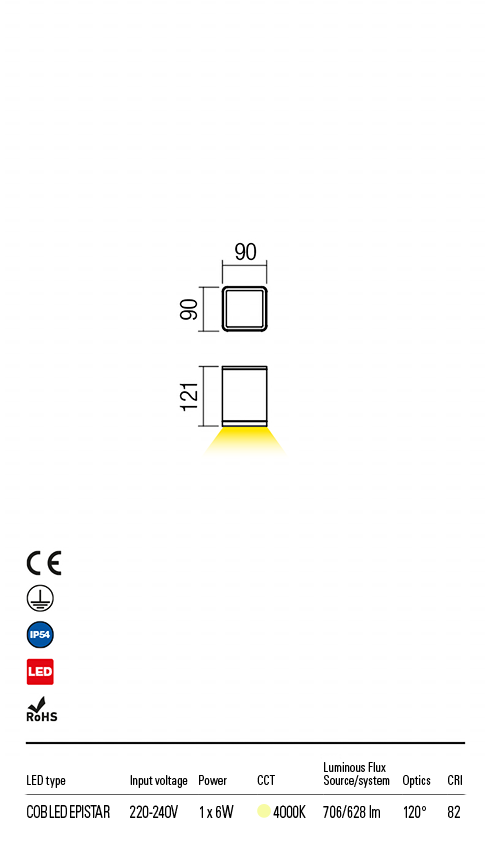 Plafoniera exterior LED Beta, gri, 6W, 706lm, 4000K, IP54, Redo, 9199
