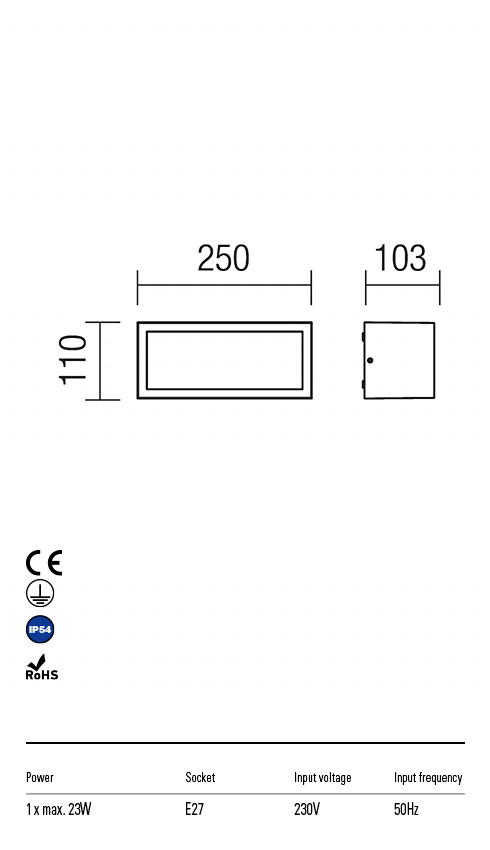 Aplica exterior Brick, gri inchis, 1 x E27, IP54, Redo, 9896