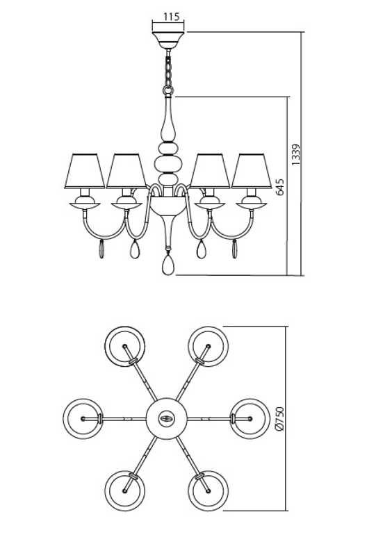 Candelabru ELIZEE, 6xE14, INCANTI IEL C6 23 02