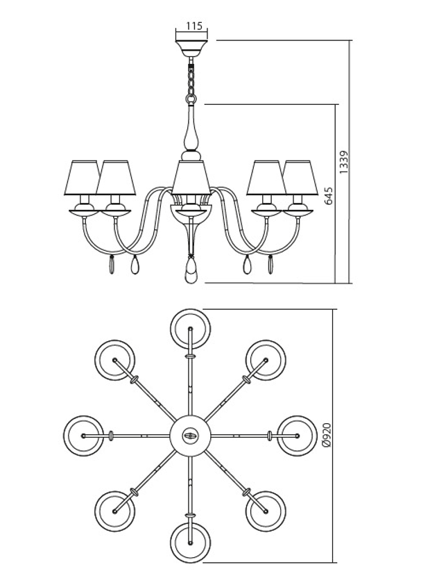 Candelabru ELIZEE, 8xE14, INCANTI IEL C8 01 01