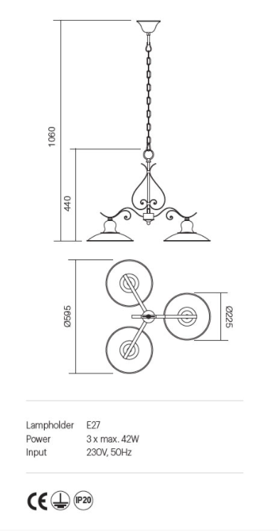 Lustra Lena, 3xE27, INCANTI 02-760