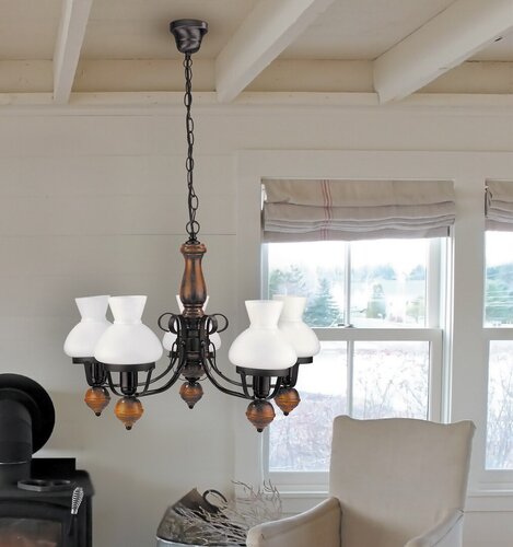 Lustra suspendata Petronel, negru mat, 5xE27, IP20, Rabalux, 7079