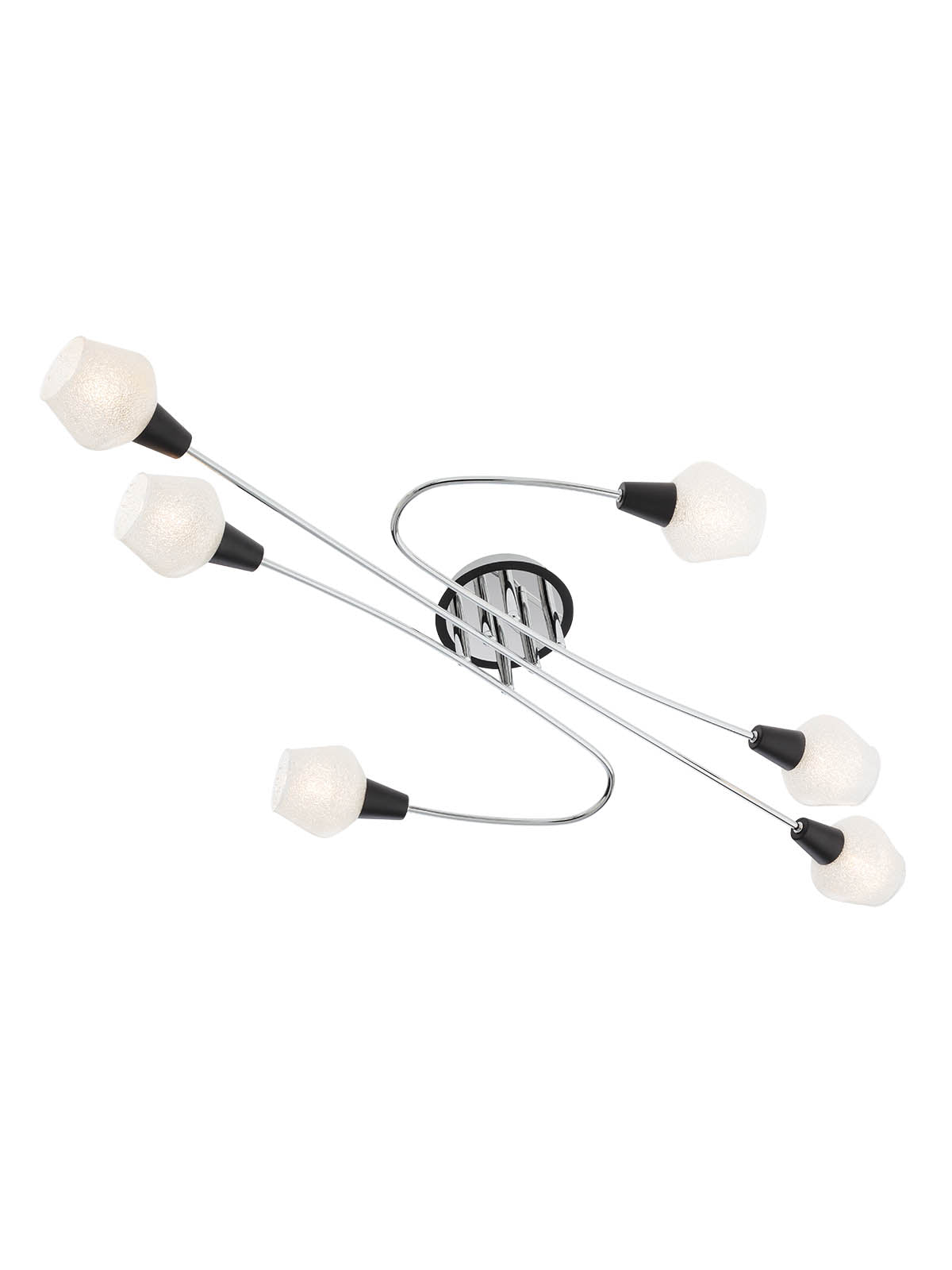 Plafoniera Clovis, crom cu detalii negru mat, 6XE14, IP20, Smarter, 04-490