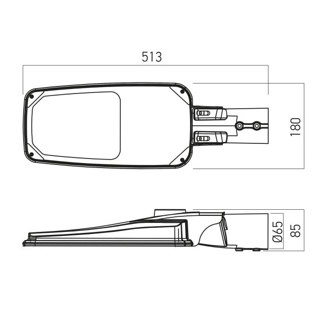 Corp iluminat stradal STR02NW S, Argintiu, 45W / 55W, 4000K, Arelux