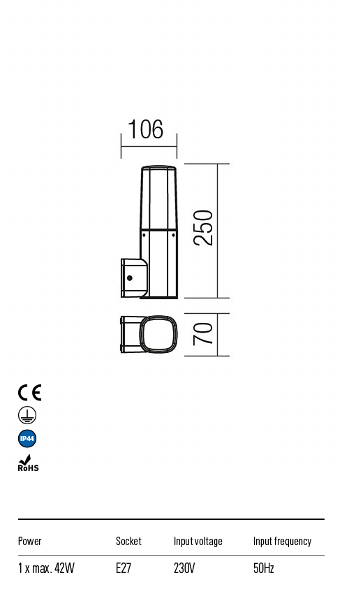 Aplica exterior Crayon, gri inchis, 1 x E27, IP44, Redo, 9073